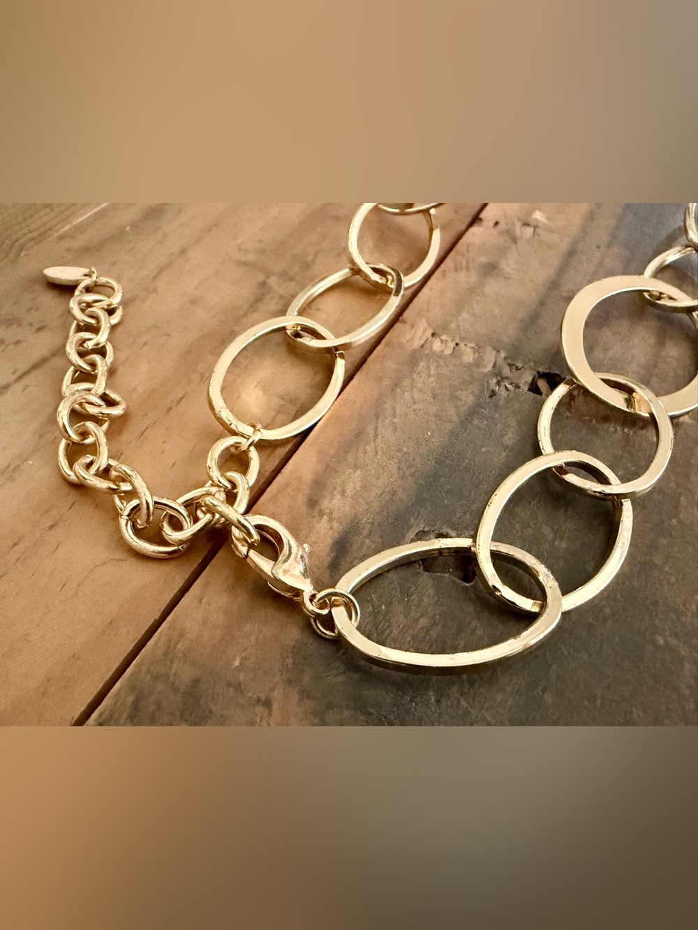LINEA BY DELL’OLIO GOLD TONE OVAL LINKS NECKLACE / BELT